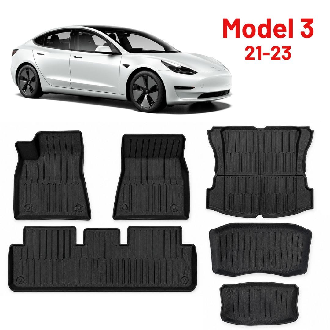 Autohobby Biltilbehør > Interiør > Gulvmatter TPE gulvmatte sett 6 deler - Tesla Model 3 2021-2023