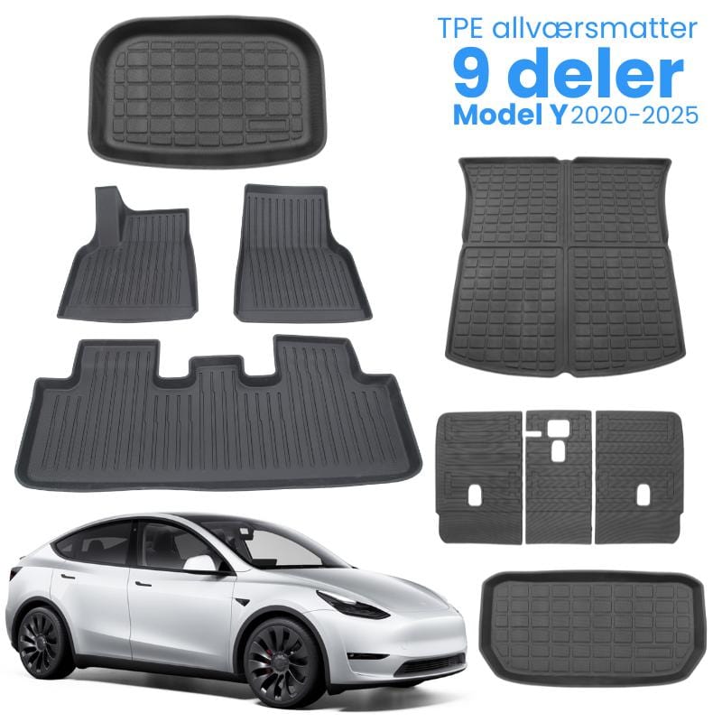 Autohobby TPE gulvmatte sett 9 deler - Model Y 2020-2025