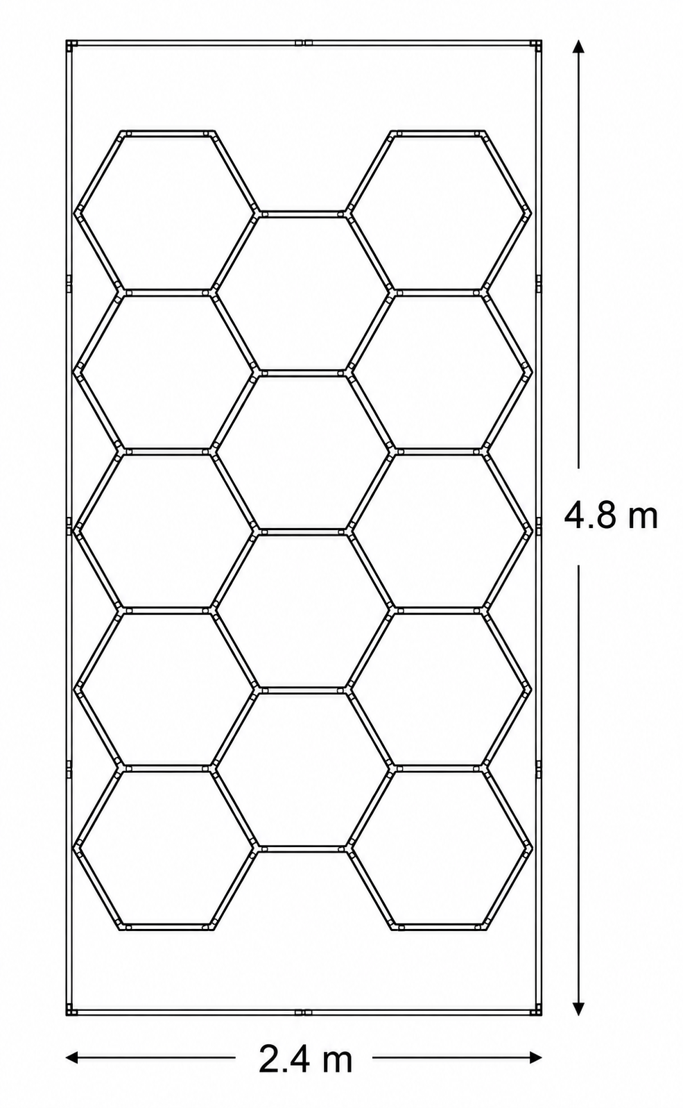 autohobby-as Hexagon lys med ramme - Proff modell (620W) komplett sett