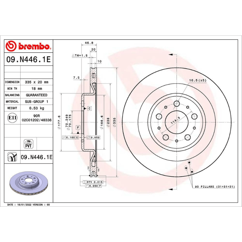 Autohobby Brembo bremseskiver og klosser BAK - Tesla Model Y 2020-2024