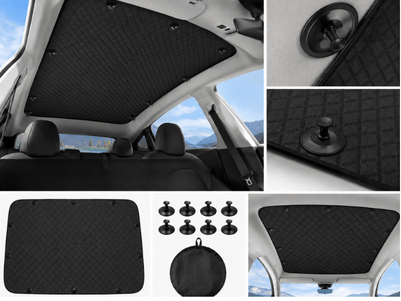 Autohobby Model Y 2021-2024 helt tett, camping (festes med sugekopp) Solskjerming takvindu - Model Y & 3