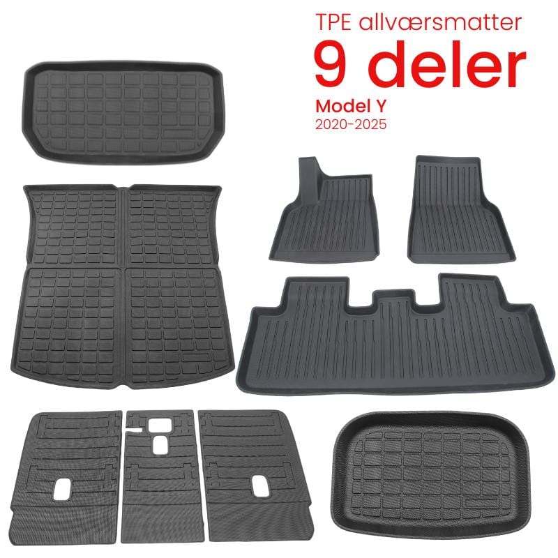 Autohobby TPE gulvmatte sett 9 deler - Model Y 2020-2025