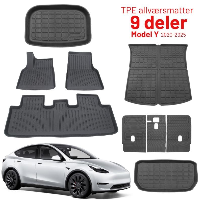 Autohobby TPE gulvmatte sett 9 deler - Model Y 2020-2025